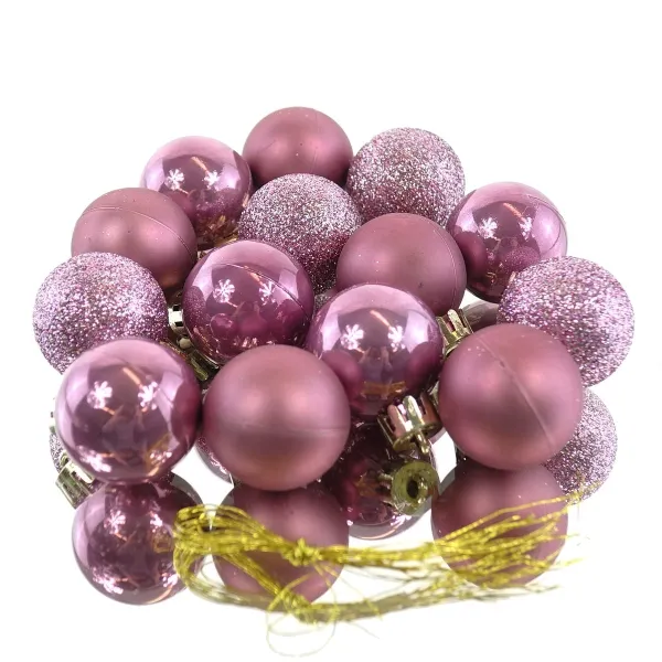 Weihnachtskugeln Pink bruchfest Ø 3 cm aus Kunststoff - 14er Set