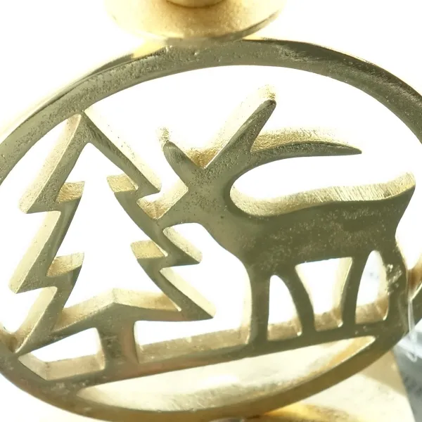 Weihnachtsleuchter Tannenbaum mit Hirsch Goldfarben massiv 20 cm - Aluminium