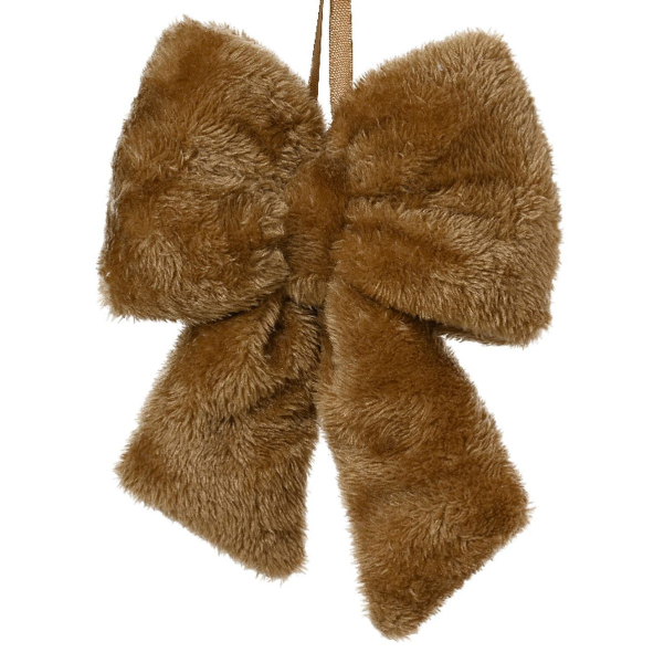 Weihnachtsschleife Braun 5 x 17 x 23 cm - Kunstfell