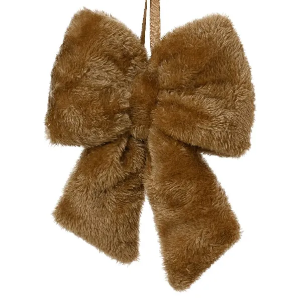 Weihnachtsschleife Braun 5 x 17 x 23 cm - Kunstfell