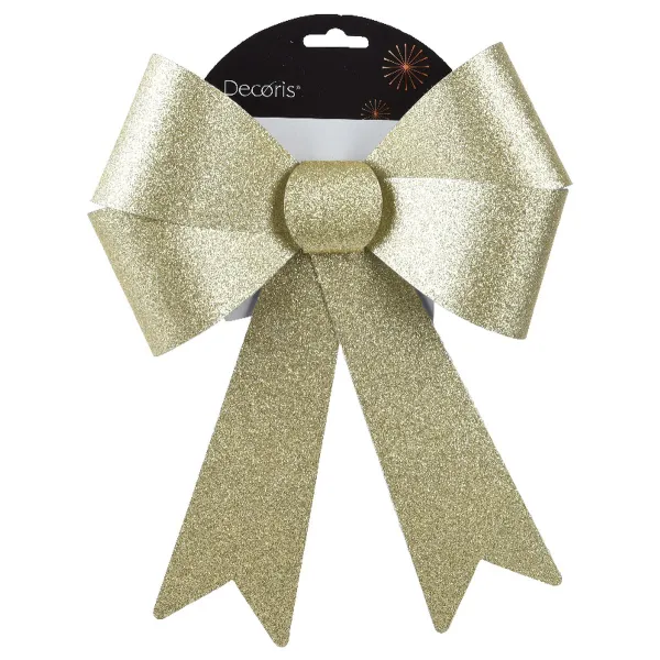 Weihnachtsschleife goldglänzend Höhe 29 cm Breite 21 cm - Kunststoff