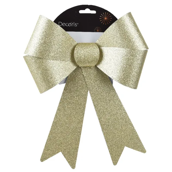 Weihnachtsschleife goldglänzend Höhe 50 cm Breite 38 cm - Kunststoff