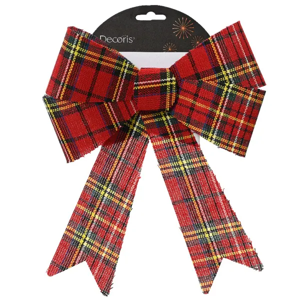 Weihnachtsschleife Rot kariert 26 x 22 cm - Polyester & Kunststoff