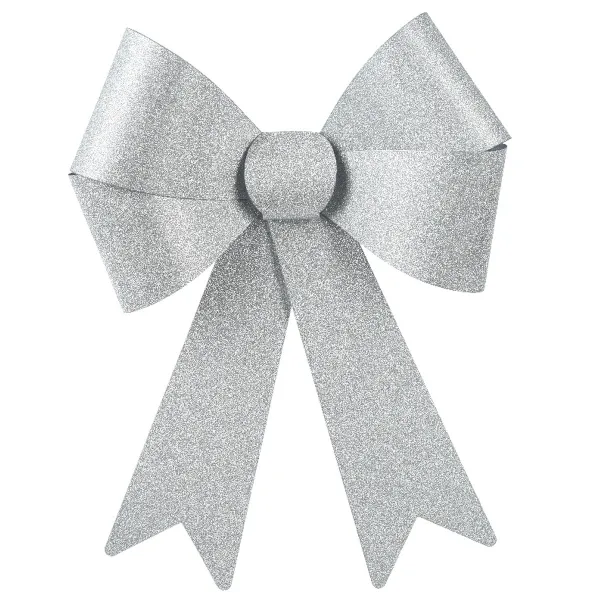 Weihnachtsschleife silberglänzend Höhe 29 cm Breite 21 cm - Kunststoff