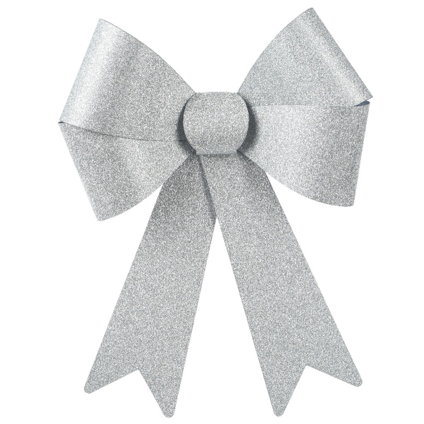 Weihnachtsschleife silberglänzend Höhe 50 cm Breite 38 cm - Kunststoff