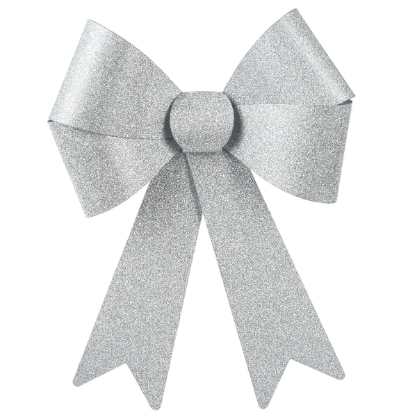 Weihnachtsschleife silberglänzend Höhe 29 cm Breite 21 cm - Kunststoff