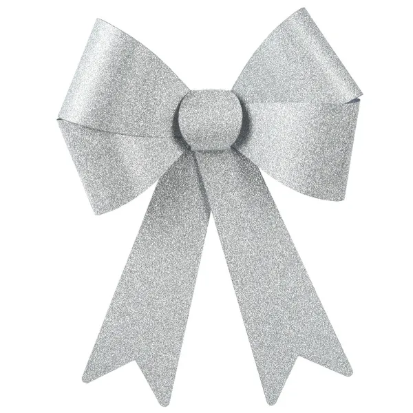 Weihnachtsschleife silberglänzend Höhe 50 cm Breite 38 cm - Kunststoff Weihnachtsschleife silberglänzend Höhe 50 cm Breite 38 cm - Kunststoff
