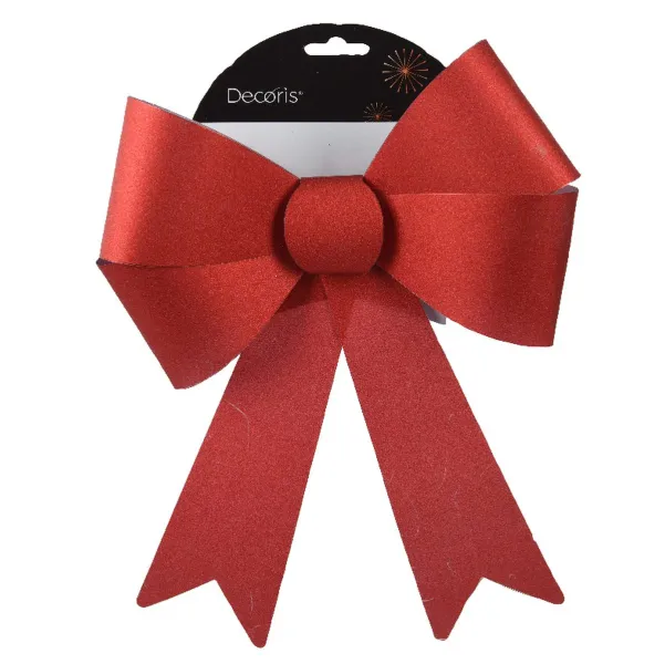 Weihnachtsschleife rotglänzend Höhe 29 cm Breite 21 cm - Kunststoff