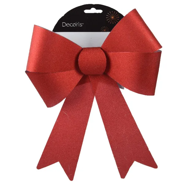 Weihnachtsschleife rotglänzend Höhe 50 cm Breite 38 cm - Kunststoff