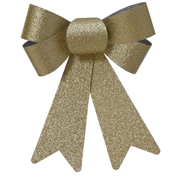 Weihnachtsschleifen goldglänzend Höhe 17 cm Breite 15 cm 2er Set - Kunststoff