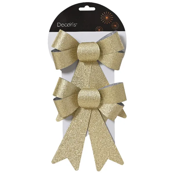 Weihnachtsschleifen goldglänzend Höhe 17 cm Breite 15 cm 2er Set - Kunststoff