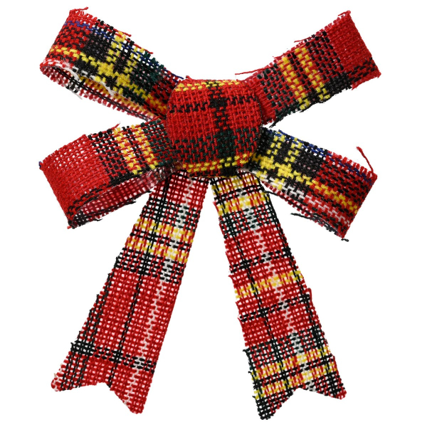 Weihnachtsschleifen Rot kariert 10 x 10 cm im 3er Set - Polyester & Kunststoff