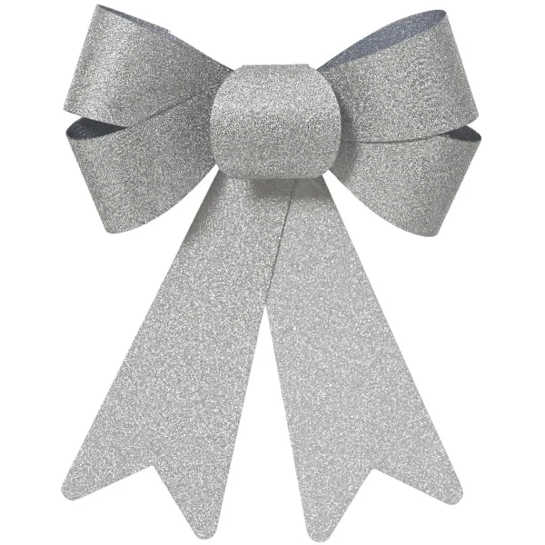 Weihnachtsschleifen silberglänzend Höhe 17 cm Breite 15 cm 2er Set - Kunststoff Weihnachtsschleifen silberglänzend Höhe 17 cm Breite 15 cm 2er Set - Kunststoff