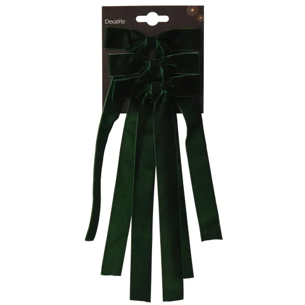 Weihnachtsschleifen mit Clip Tannengrün 3er Bundle - Polyester & Samt