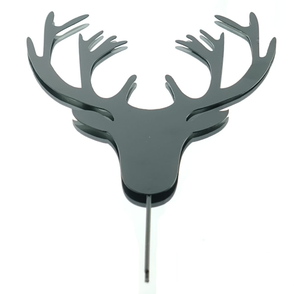 Weihnachtsstecker Hirschkopf Schwarz 26 cm - Metall