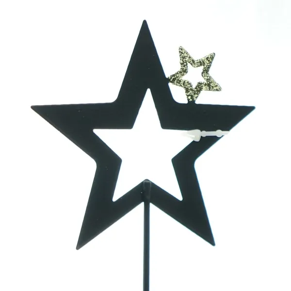 Weihnachtsstecker Stern auf Stern schwarz & goldfarben Ø 7,5 cm Weihnachtsstecker Stern auf Stern schwarz & goldfarben Ø 7,5 cm