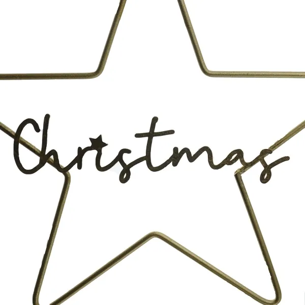 Weihnachtsstern mit CHRISTMAS Schriftzug Goldfarben Ø 41 cm - Metall Weihnachtsstern mit CHRISTMAS Schriftzug Goldfarben Ø 41 cm - Metall