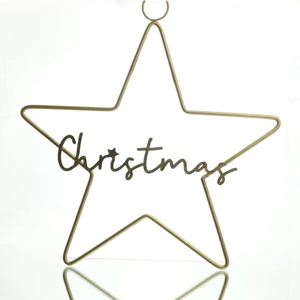 Weihnachtsstern mit CHRISTMAS Schriftzug Goldfarben Ø 41 cm - Metall