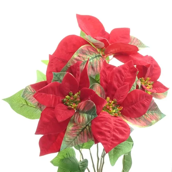 Weihnachtsstern - Poinsettienbusch Rot 45 cm - Kunstblumen