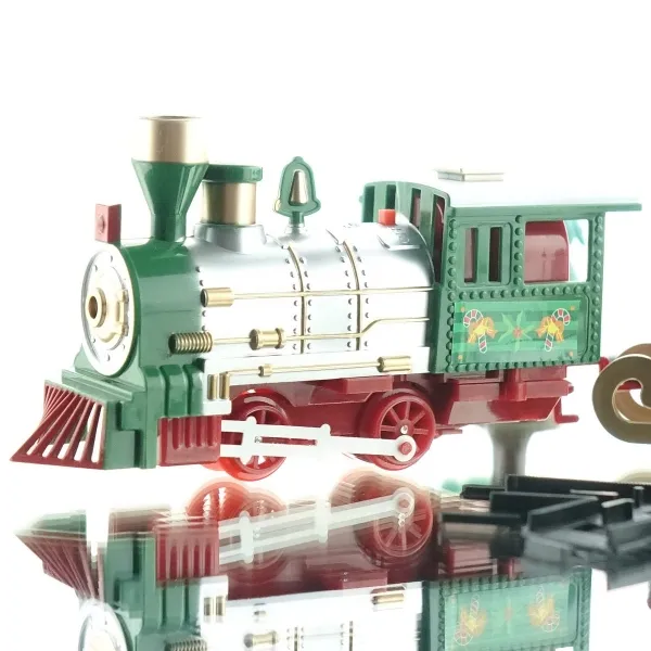 Weihnachtszug Eisenbahn mit 3 Waggons Schienen & LED Licht - Kunststoff