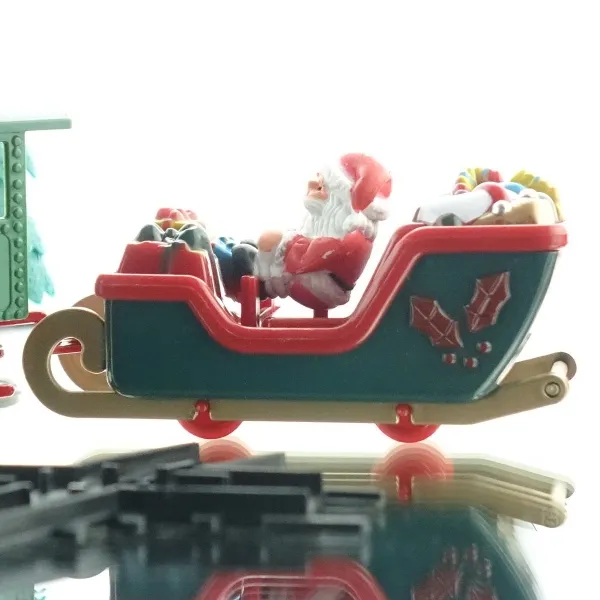 Weihnachtszug Eisenbahn mit 3 Waggons Schienen & LED Licht - Kunststoff