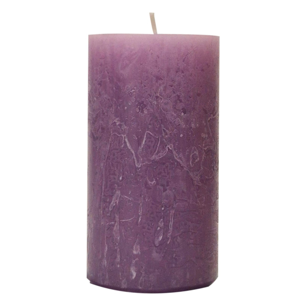 Wenzel Safe Candle Rustic Stumpenkerze Fliederlila Ø 70 mm, Höhe 140 mm - Wachs