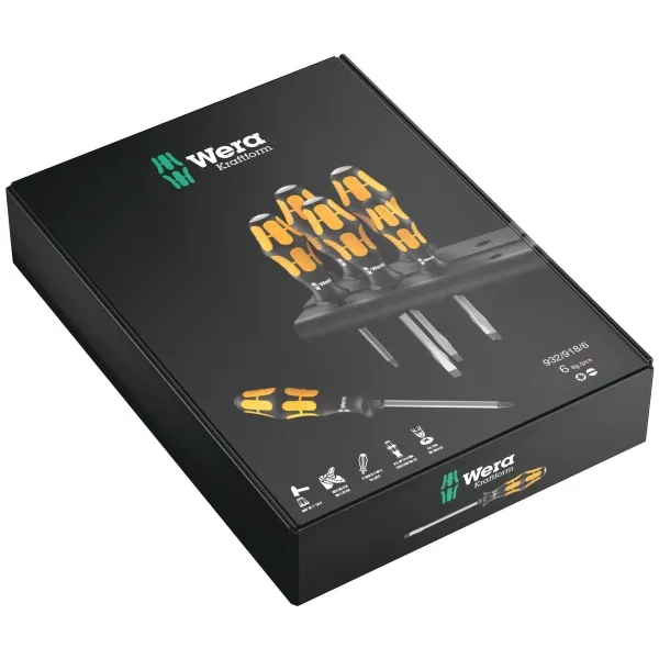 Wera 932/918/6 Schraubendrehersatz Kraftform Schraubmeißel + Rack