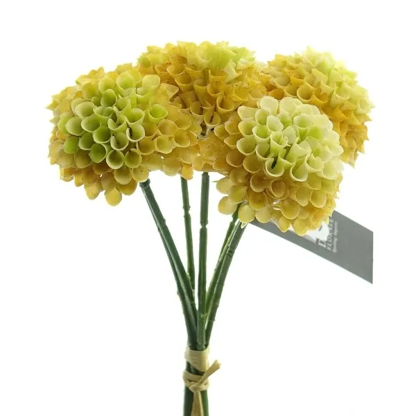 Zwergdahlien Gelb mit Farbverlauf Ø 4,8 cm im 7er Bund - Kunstblumen