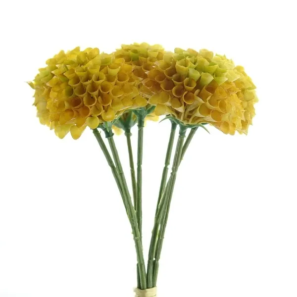 Zwergdahlien Gelb mit Farbverlauf Ø 4,8 cm im 7er Bund - Kunstblumen