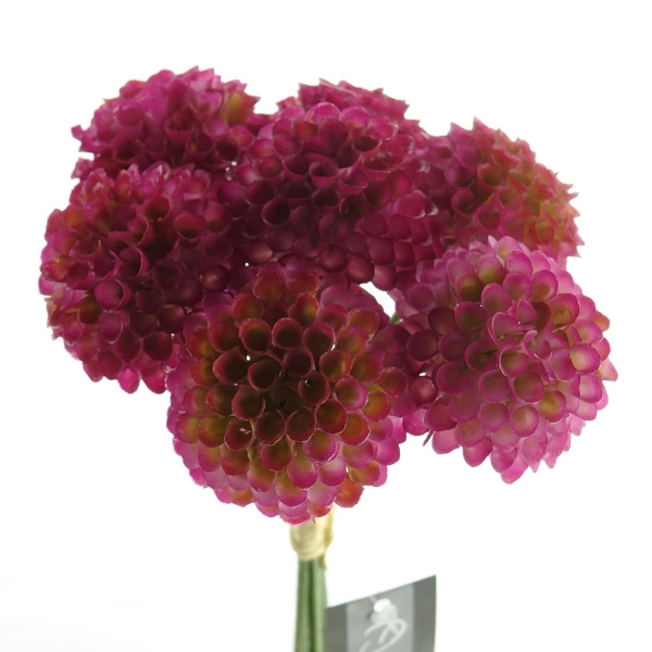 Zwergdahlien Purpur mit Farbverlauf Ø 4,8 cm im 7er Bund - Kunstblumen