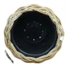 VAN DER LEEDEN DRYPOT® Rattan Pflanzkübel Grau auf Rollen Ø 68 cm - Sylter Körbe