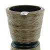 VAN DER LEEDEN DRYPOT® Stripe Rattan Pflanzkübel Grau Ø 35 cm - Sylter Körbe