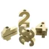 Advents-Stabkerzenhalter in Zahlenform Goldfarben aus Holz - 4er Set