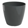 artevasi© SAN REMO Pflanzgefäß & Übertopf Anthrazit glänzend Ø 36 cm - Kunststoff