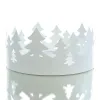 Boltze Weihnachtskerzenhalter Ella Waldsilhouette Weiß Ø 15 cm - Metall