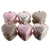 Bruchfeste Weihnachtsanhänger in Herzform Rosa 7 cm aus Kunststoff - 6er Set