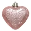 Bruchfeste Weihnachtsanhänger in Herzform Rosa 7 cm aus Kunststoff - 6er Set