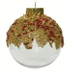 Bruchfeste Weihnachtskugel Transparent & Goldfarben mit Perlen Ø 8 cm - Kunststoff