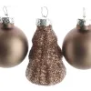 Christbaumkugeln Figuren Mix Walnussbraun aus Glas - 9er Set