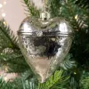 Decoris® Geschenkanhänger Herz Transparent & Silberfarben 8 cm - Glas
