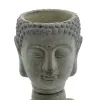 GASPER Zement Buddha Kopf Pflanzgefäß Grau gewaschen 17 cm x 15 xm x 14 cm