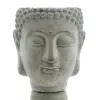 GASPER Zement Buddha Kopf Pflanzgefäß Grau gewaschen 17 cm x 15 xm x 14 cm