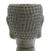 GASPER Zement Buddha Kopf Pflanzgefäß Grau gewaschen 17 cm x 15 xm x 14 cm