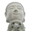 GASPER Zement Buddha Kopf Pflanzgefäß Grau gewaschen 17 cm x 15 xm x 14 cm