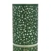 GASPER Glas Windlicht mit LED Zylinder STARS dunkelgrün Ø 8 cm Höhe 12 cm