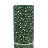 GASPER Glas Windlicht mit LED Zylinder STARS dunkelgrün Ø 9 cm Höhe 16 cm