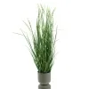 GASPER Gras mit weißen Blütenähren im grauen Melamintopf 75 cm - Kunstpflanzen