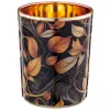 GASPER Lepuro INSTYLE Windlicht Orange & Schwarz mit floralem Muster Ø 10 cm - Glas