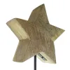 Weihnachtsdeko Massivo Stern Rot & Natur Ø 24 cm auf schwarzem Stab 80 cm - Mangoholz