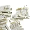 GASPER Weihnachtsanhänger Wintersport Grau-Beige 6 teiliges Set - Filz & Holz